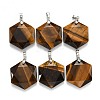 Natural Tiger Eye Pendants G-E487-95J-1