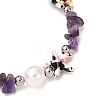 Natural Amethyst Chip Beads & Synthetic Turquoise Beaded Bracelets for Women BJEW-JB12416-01-3