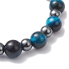 Round Natural Tiger Eye & Non-Magnetic Synthetic Hematite Beads Stretch Bracelets for Women BJEW-JB12764-5