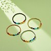 4Pcs 4 Color Glass Bicone & Brass Round Beaded Stretch Bracelets Set for Women BJEW-JB08712-2