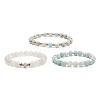 Natural Amazonite & White Moonstone Beaded Bracelets BJEW-JB09042-4