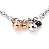 304 Stainless Steel Round Charm Bracelets STAS-B021-08-2