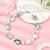 Adjustable Natural Fire Crackle Agate(Dyed & Heated) Oval and Pearl Braided Bead Necklaces NJEW-JN06570-1