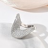 Brass Micro Pave Clear Cubic Zirconia Cuff Open Rings for Women RJEW-L343-15P-3