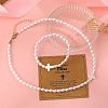 Plastic Imitation Pearl Oval Beads Bracelets & Necklaces Sets FS-WG9F44C-02-3