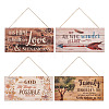 4 Sets 4 Style Natural Wood Hanging Wall Decorations for Front Door Home Decoration AJEW-CF0001-01-9