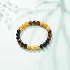 Natural Agate & Tiger Eye & Black Onyx Round Beaded Stretch Bracelet BJEW-JB08400-05-2