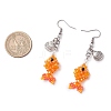 Fish with Shell Shape 304 Stainless Steel Glass Beads Dangle Earrings EJEW-MZ00436-3