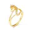 Clear Cubic Zirconia Initial Letter with Crown Adjustable Ring RJEW-M139-17Z-1