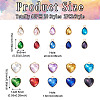  40Pcs 20 Styles Faceted Glass Rhinestone Pendants GLAA-TA0001-44-11