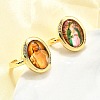 Jesus & Virgin Mary Theme Brass Micro Pave Clear Cubic Zirconia Cuff Rings for Women KK-D343-15G-3