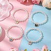 Alloy Enamel Butterfly Charm Stretch Bracelets for Women BJEW-JB11447-1