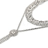 Brass Full Rhinestone Flat Round Tassel Y Necklaces for Women NJEW-M104-01S-02-3