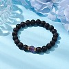 Natural Amethyst & Lava Rock Round Beaded Stretch Bracelets for Women BJEW-JB10797-01-2