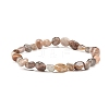 Natural Black Sunstone Nuggets Beads Stretch Bracelet for Her BJEW-JB06951-03-1