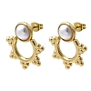 201 Stainless Steel ABS Plastic Pearl Stud Earrings EJEW-Z151-13G-07-4
