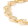 Clear Cubic Zirconia Open Ring Link Chains Bracelet BJEW-I301-10G-2