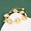 Beach 304 Stainless Steel Shell Sea Animals Link Chain Bracelets BJEW-D359-15C-G-1