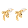 Brass Micro Pave Clear Cubic Zirconia Bowknot Stud Earrings EJEW-C158-14A-G-4