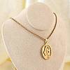 304 Stainless Steel Virgin Mary Pendant Wheat Chain Necklaces for Men NJEW-S387-09G-05-3