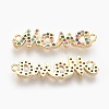 Brass Micro Pave Cubic Zirconia Links ZIRC-G148-10G-2