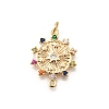 Brass Colorful Cubic Zirconia Sun Connector Charms KK-M318-13G-1