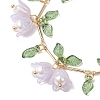 Flower Leaf Shell Pearl & Acrylic Charm Bracelets BJEW-TA00535-01-3