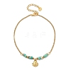 304 Stainless Steel & Plastic Stone Shell Shaped Charm Anklets for Women AJEW-A059-01G-02-2