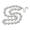 304 Stainless Steel Full Rhinestone Flat Round Link Chain Necklaces for Women SA-CBABBEA-02P-01-4