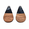 Transparent Resin & Walnut Wood Pendants RESI-N025-030-C-4