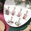 6Pcs 6 Styles Christmas Cat Alloy Enamel Pendant Decorations HJEW-JM02420-2