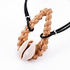 Handmade Reed Cane/Rattan Woven Multi-strand Bracelets BJEW-JB04192-01-2