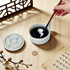 Column with Bamboo Pattern Porcelain Inkslab with Brush Holder AJEW-WH0709-414-3
