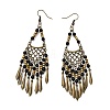 Vintage Bohemian Tassel Alloy & Resin Beaded Chandelier Earrings EJEW-G466-03AB-2