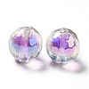 Two Tone UV Plating Rainbow Iridescent Acrylic Beads LS-TACR-D010-03B-07-2