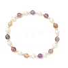 Natural Auralite 23 & Cultured Freshwater Pearl Beaded Stretch Bracelets for Women BJEW-JB13356-2