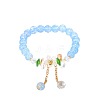 Daisy Crackle Glass Round Beaded Stretch Bracelets FS-WG28140-02-2
