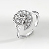 Brass Micro Pave Cubic Zirconia Rotating Cuff Rings for Women FS-WG7CCCF-06-1