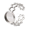 Hollow Flower 304 Stainless Steel Cuff Ring Components STAS-P454-03B-P-1