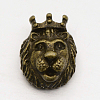 3D Lion King Head Alloy Beads PALLOY-F042-01AB-1