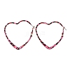 Hollow Heart with Leopard Print Alloy Hoop Earrings LS-EJEW-Z112-01P-2