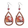 Christmas Printed Wood Dangle Earrings EJEW-JE06518-5