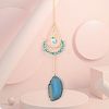 Synthetic Turquoise Chip Wrapped Moon Hanging Ornaments PW-WG89822-07-1