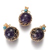 Natural Amethyst & Turquoise Pendants G-B001-02G-P-1