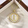 Brass Clear Cubic Zirconia Flat Round with Virgin Mary Pendant Necklaces NJEW-C071-07B-G-2