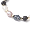 Natural Cultured Freshwater Pearl & Lava Rock Beads Stretch Bracelets for Women BJEW-JB12867-3