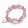 Rose Quartz Charm Bracelets BJEW-JB02543-01-1