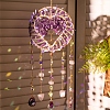 Heart Natural Gemstone Chips Hanging Suncatchers RN-CBA387D-04G-03-1
