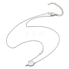 Brass Pave Natural White Shell Racket Pendant Necklaces NJEW-H052-01P-4