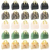 5Pcs 5 Styles Synthetic Blue Goldstone & Natural Cherry Blossom Agate & & Green Aventurine & Rose Quartz & Rhodonite Brass Pendants KK-YW0003-41-2